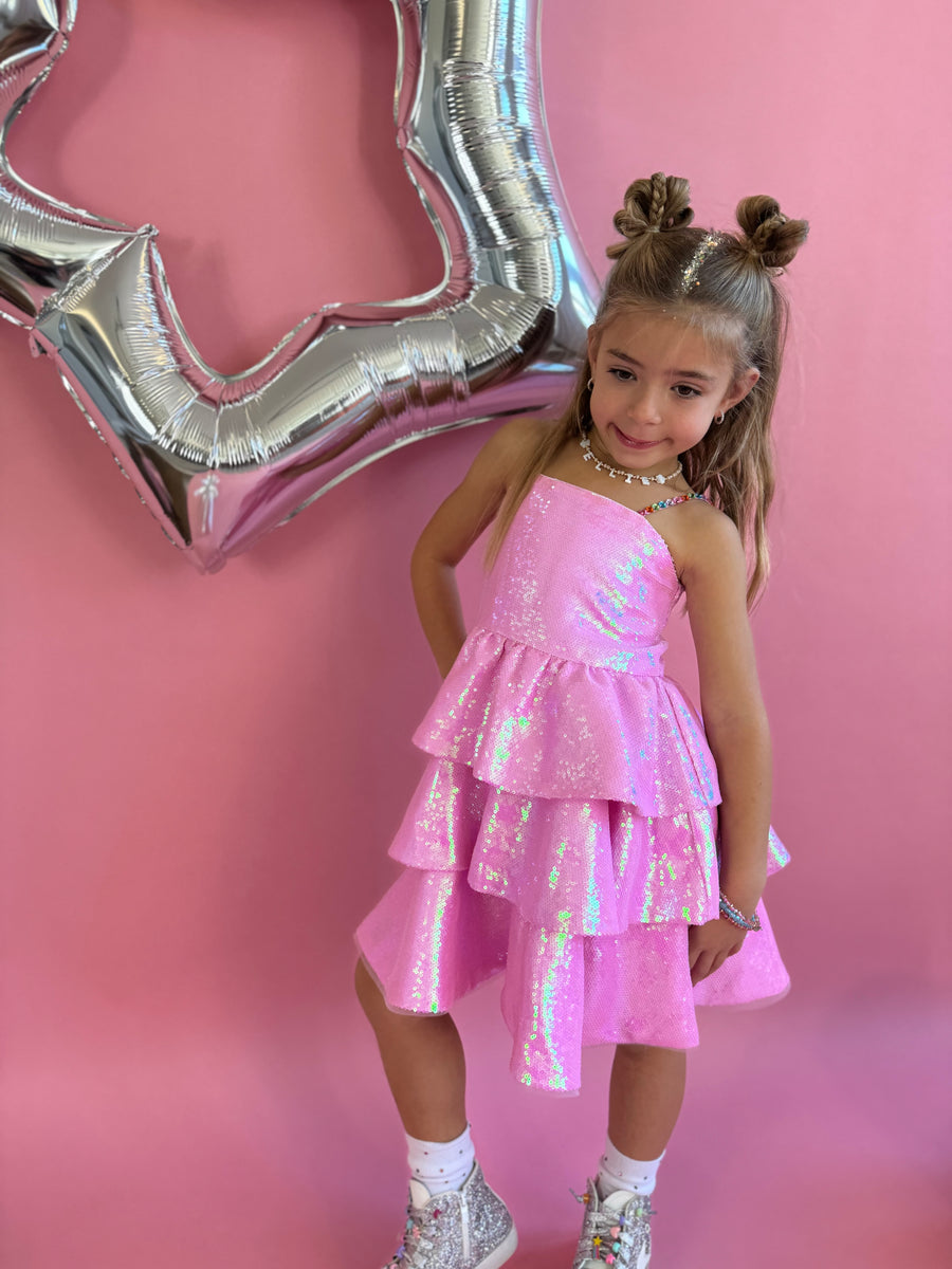 Pink Sequin Party Dress