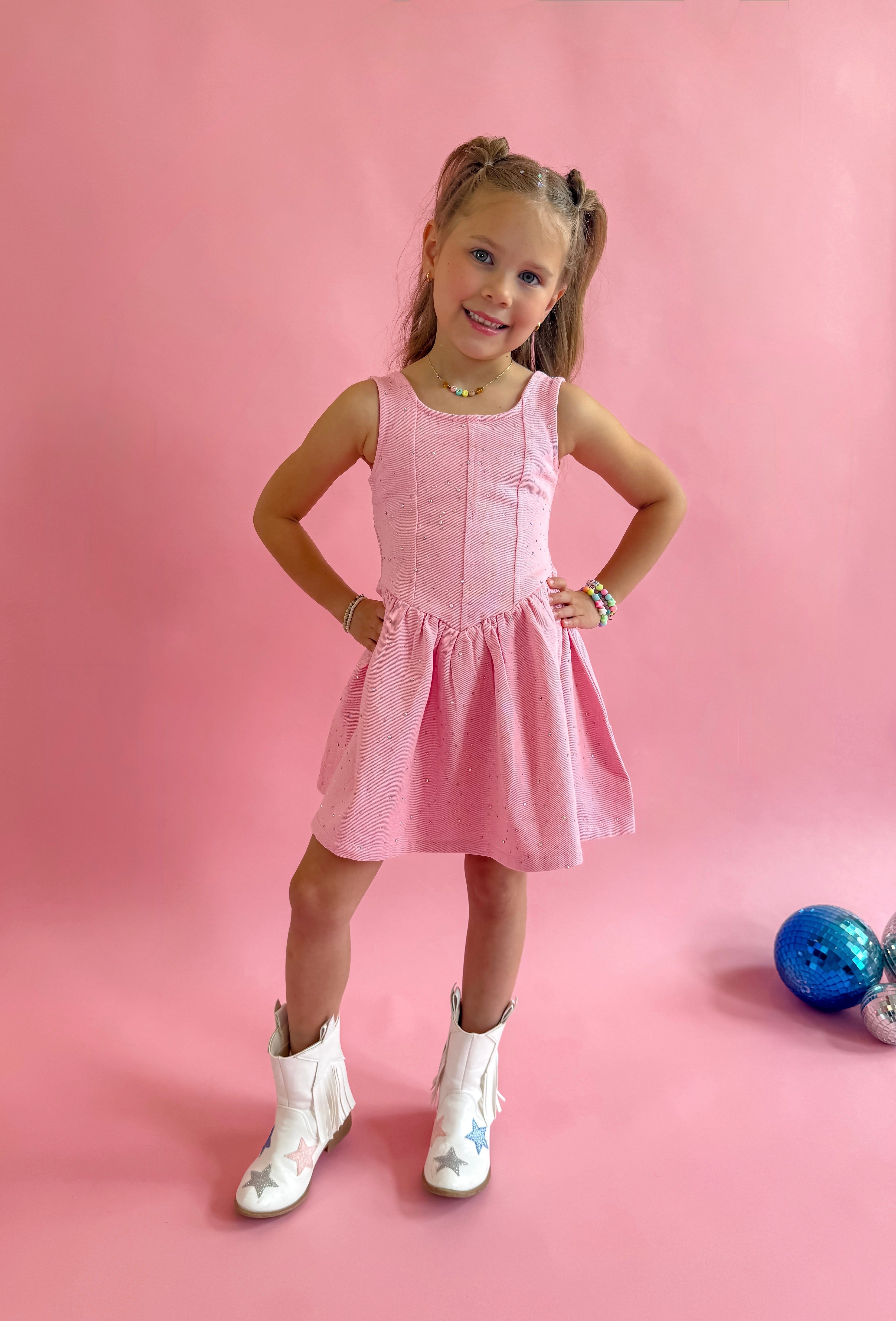 girls pink denim dress Wrangler Girls Pink Colorwash Western Denim Snap Dress