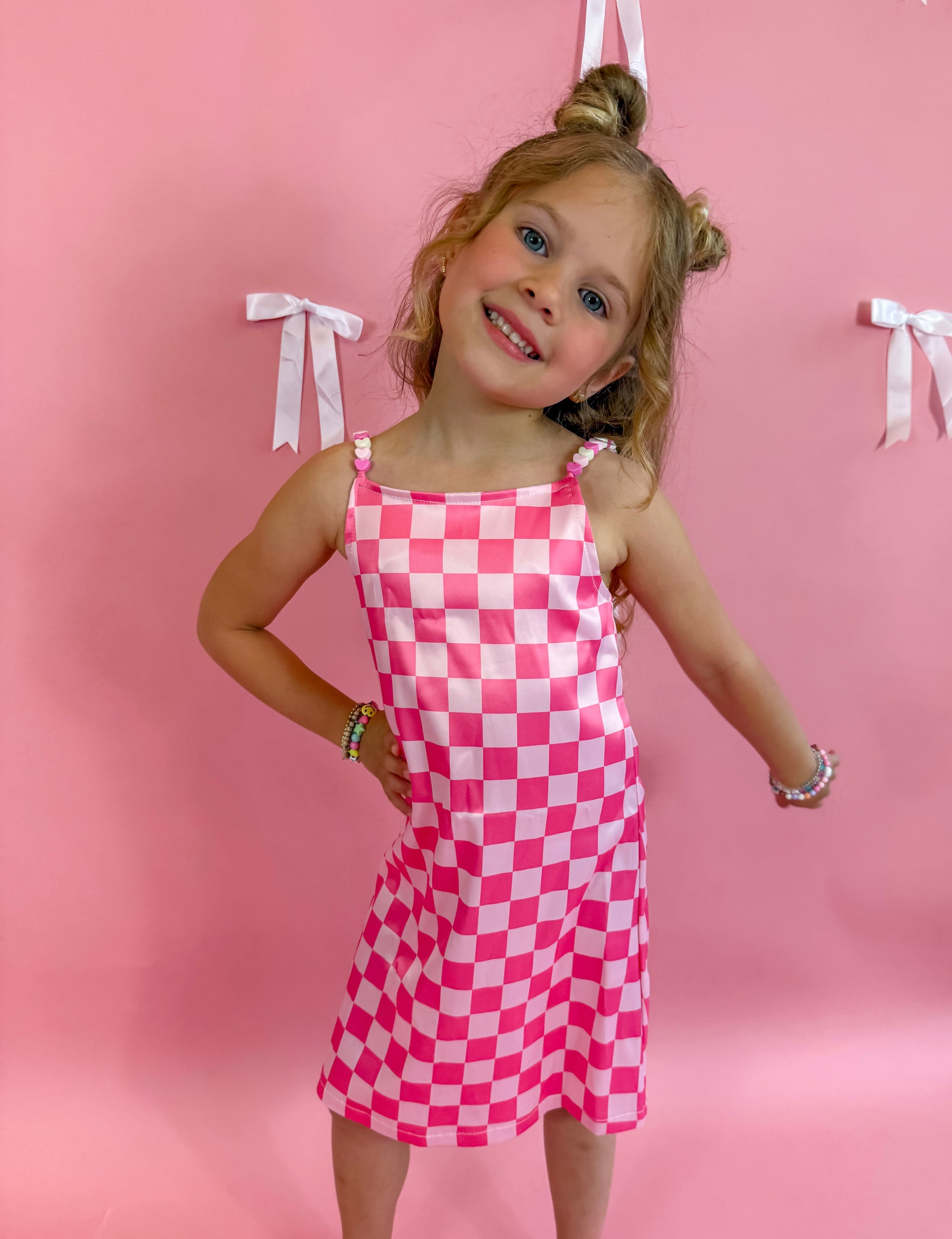 ルミニョン Candy check panel zip dress 【Pink】 Pretty Pink Checker Boucle Mini Dress – Miss Scarlett Boutique
