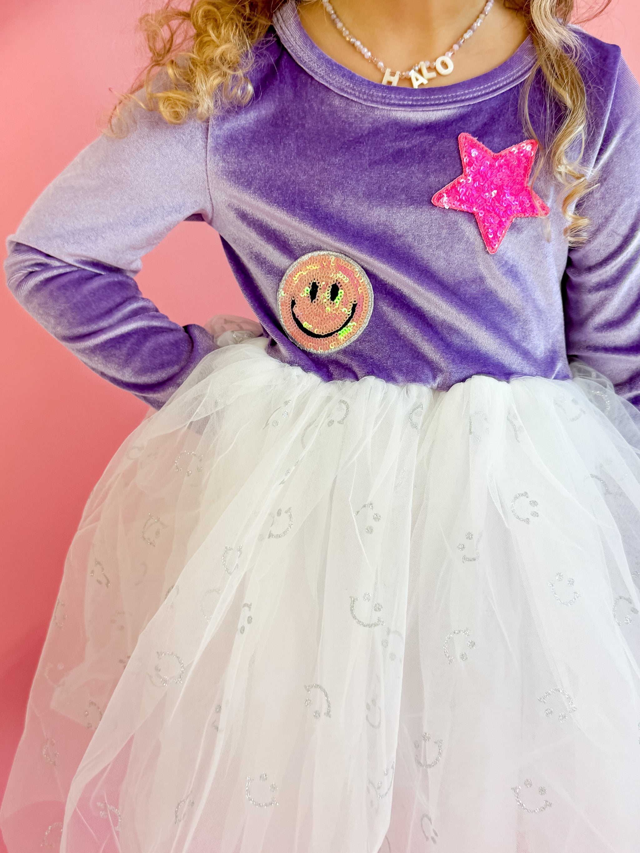 sequin smiley face dress Infant l Toddler l Little Girl's Just Smile Sequin Emoji Face Dress HANNAH BANANA