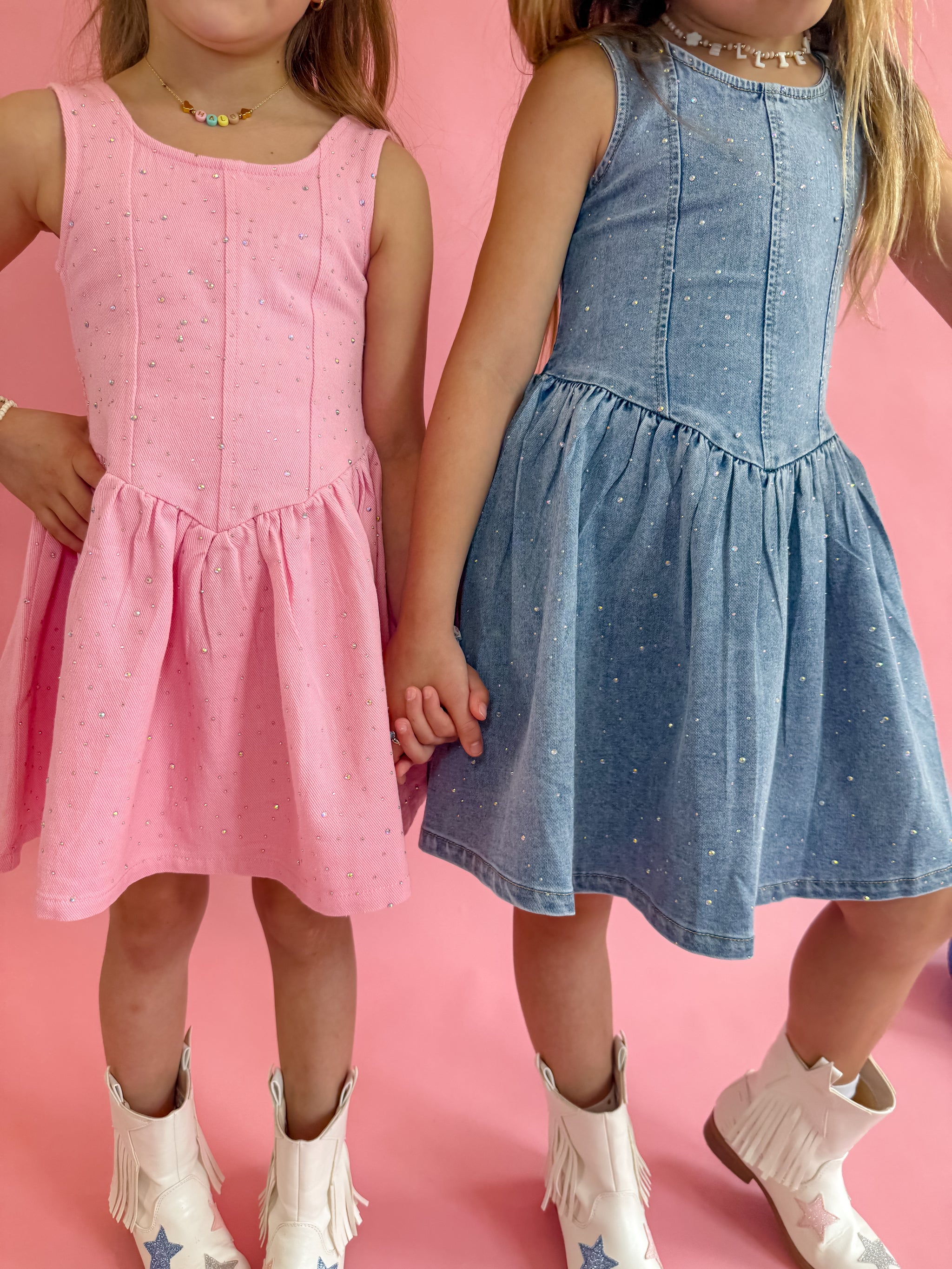 Pink Denim Sparkle Dress✨ – Ellie + Mila